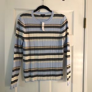 Ann Taylor Factory Women’s sweater Size large NWT Light blue, cream, gray black